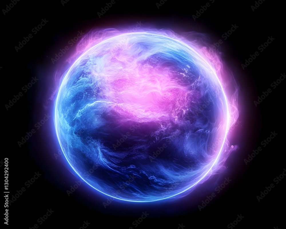 Glowing energy sphere in cosmic void Glowing energy sphere in cosmic void