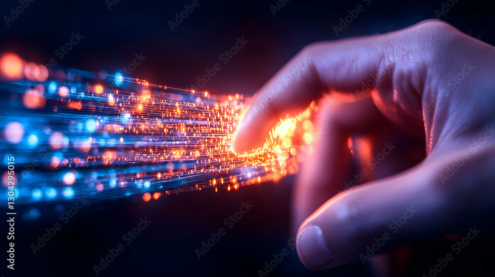 Hand Interacting with Digital Data Stream Hand Interacting with Digital Data Stream