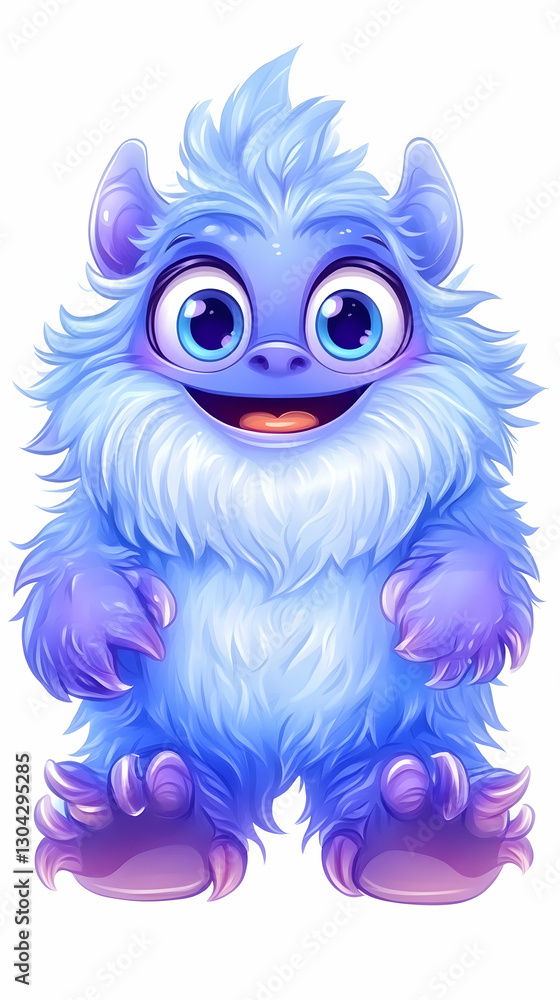 Happy Blue Yeti Cartoon Character on White Background Happy Blue Yeti Cartoon Character on White Background