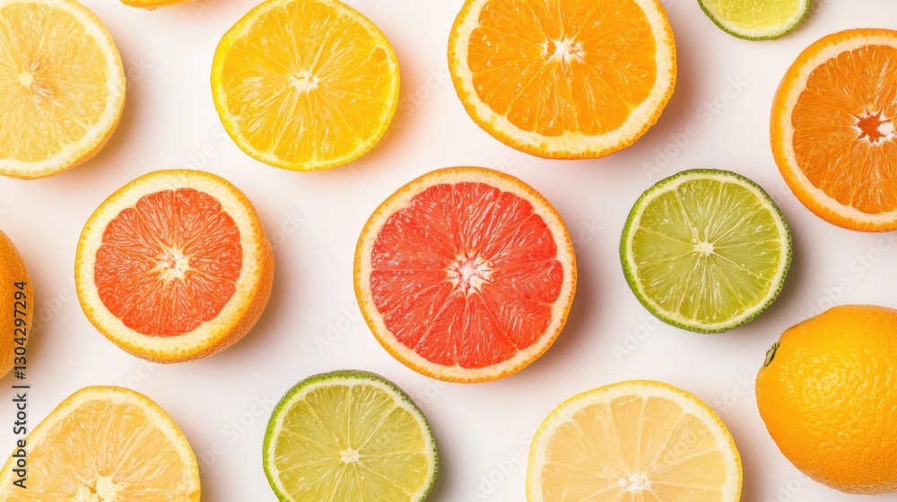 A collection of vibrant citrus fruits sliced in half, showcasing their bright interiors, A collection of vibrant citrus fruits sliced in half, showcasing their bright interiors,