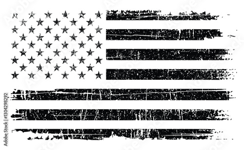 Grunge Black and White American Flag – Distressed USA Patriotic Design