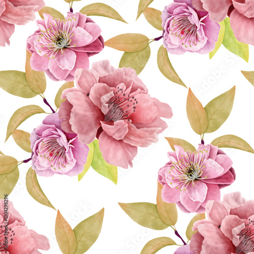 a beautiful floral cherry blossom seamless pattern