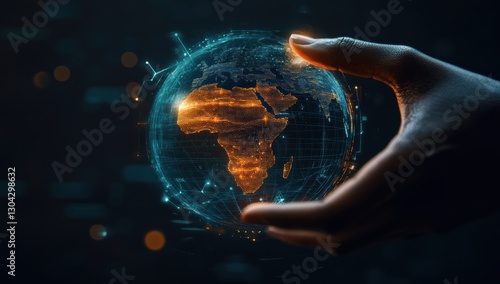 Global innovation showcase africa digital artwork high-tech environment close-up view futuristic concept