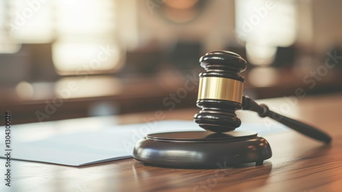 Wallpaper Mural Close-up of a gavel resting on a wooden desk, symbolizing legal victory, justice, and courtroom decisions. Concept of law, authority, and judicial system in action. Torontodigital.ca