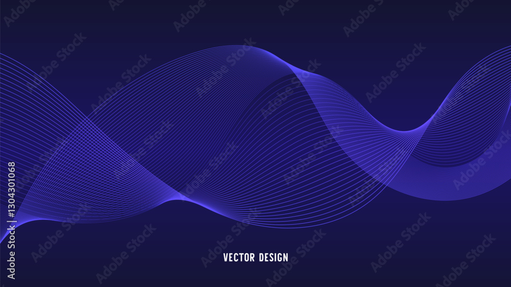 Geometric curved lines in gradient forming dynamic futuristic abstract flow patterns