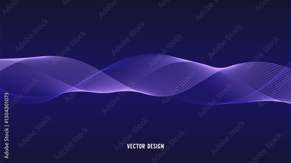 Geometric curved lines in gradient forming dynamic futuristic abstract flow patterns