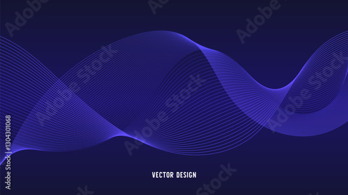 Obraz na płótnie Geometric curved lines in gradient forming dynamic futuristic abstract flow patterns w salonie