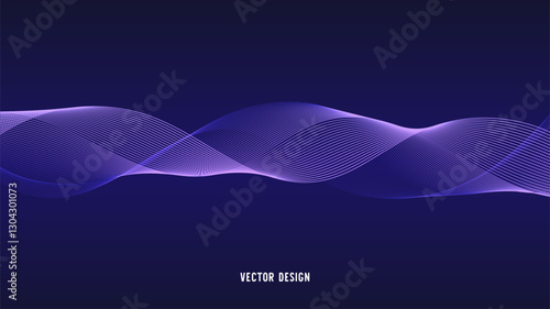 Obraz na płótnie Geometric curved lines in gradient forming dynamic futuristic abstract flow patterns w salonie