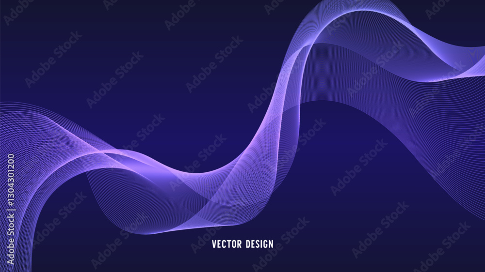 Geometric curved lines in gradient forming dynamic futuristic abstract flow patterns