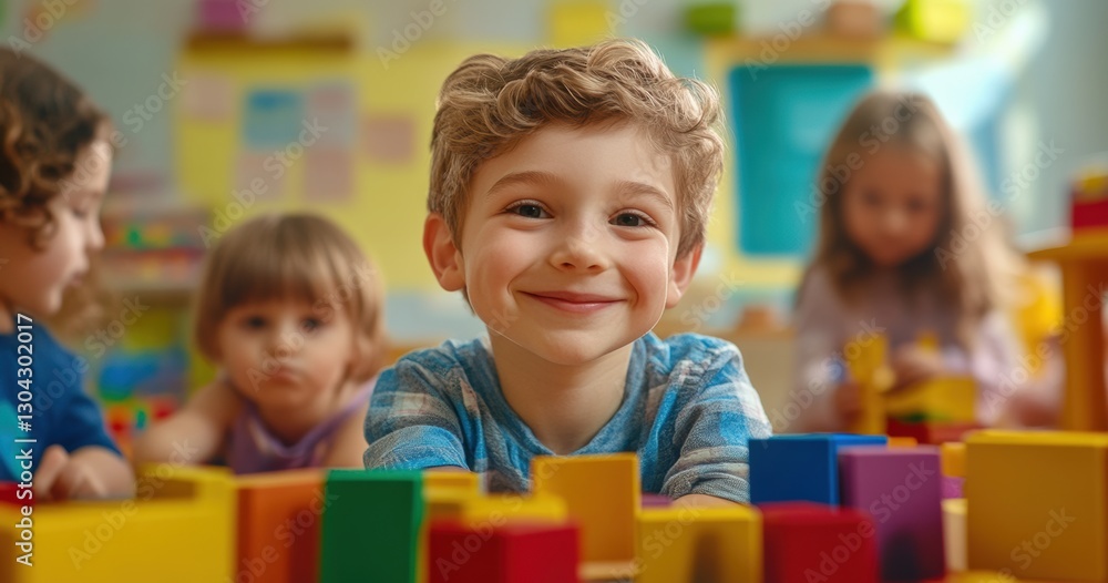 Children engaging in creative play with colorful blocks classroom photography bright environment close-up childhood development Children engaging in creative play with colorful blocks classroom photography bright environment close-up childhood development