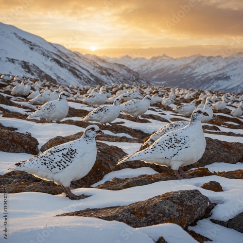 seagulls on the snow