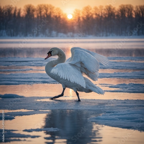 heron at sunset