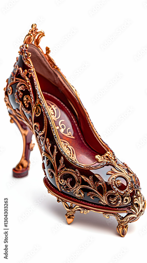 Obraz premium Ornate Red High-Heeled Shoe Collectible on White