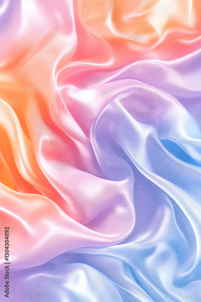 Pastel rainbow silk fabric draped elegantly Pastel rainbow silk fabric draped elegantly