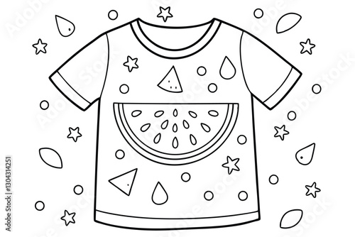 Summer themed tropical beach design, Fruits isolated on white background. SUMMER inscription with watermelon texture. Set of elements for textiles t-shirt pattern design
