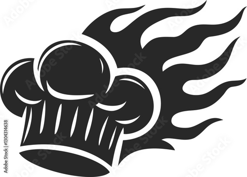 Silhouette of a burning chef's hat.