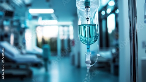 Injection administered to patient in hospital room medical environment healthcare setting focused viewpoint