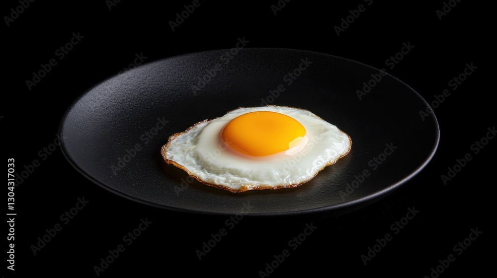A perfectly fried sunny-side-up egg with crisp edges, on a dark plate, A perfectly fried sunny-side-up egg with crisp edges, on a dark plate,