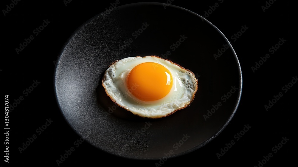 A perfectly fried sunny-side-up egg with crisp edges, on a dark plate, A perfectly fried sunny-side-up egg with crisp edges, on a dark plate,
