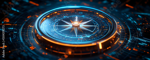 Wallpaper Mural Digital compass guiding, tech background Torontodigital.ca