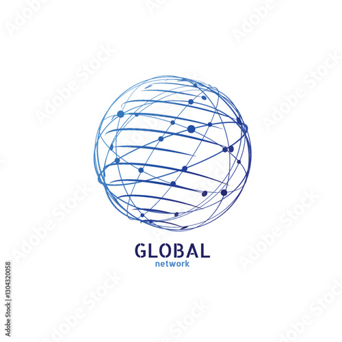Global network logo. Connection minimal design. Vector illustration