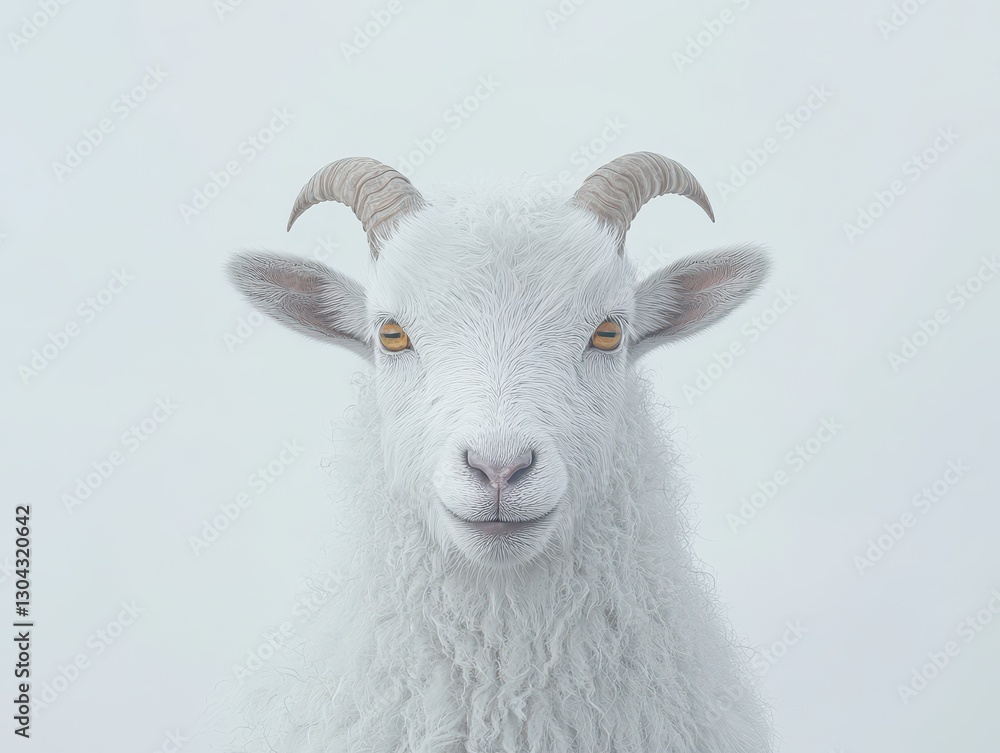 Fototapeta premium White goat with horns portrait