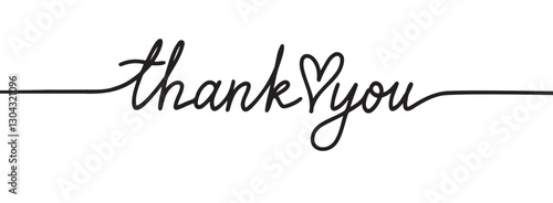 one line positive thank you lettering with smile. positive attitude. Vector quote thank you banner or card. inspiration, motivation, emotion message thanks