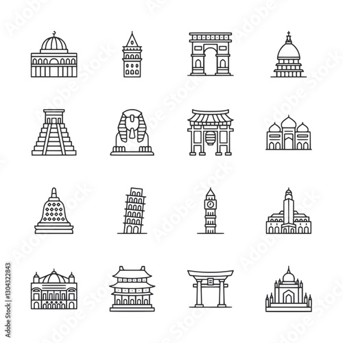 A collection of buildings and landmarks from around the world