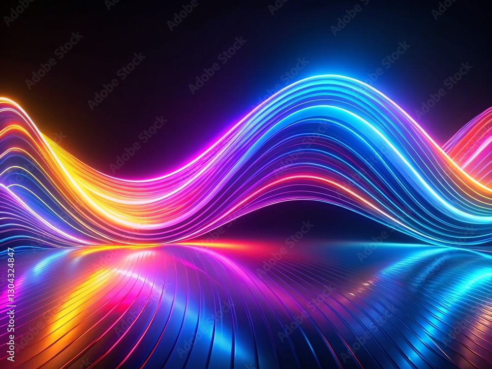 Abstract Neon Wave Background: Vibrant Night Photography Generative AI Art Abstract Neon Wave Background: Vibrant Night Photography Generative AI Art