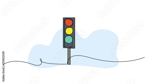 Vector illustration of  traffic light. Modern flat in continuous line style.