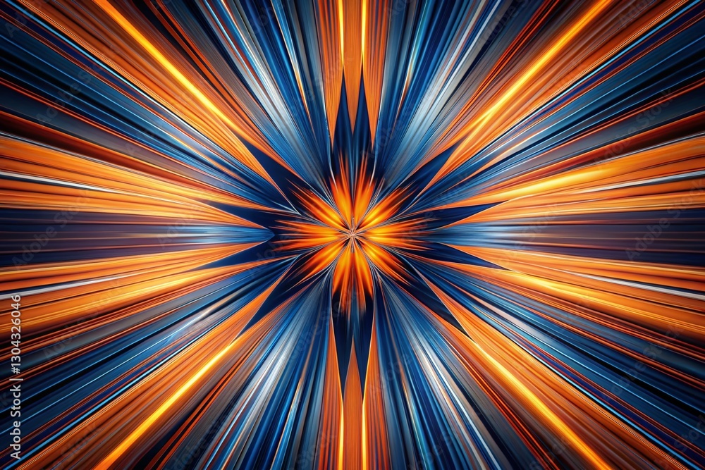 Obraz premium Abstract Orange Indigo Lines Pattern, Dynamic Geometric Design, Vibrant Color Contrast Stock Photo