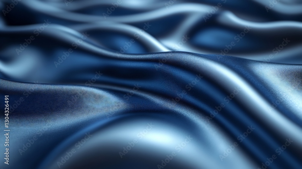 Obraz premium Deep blue silk drapes elegantly soft light reflects subtly. AI Generated