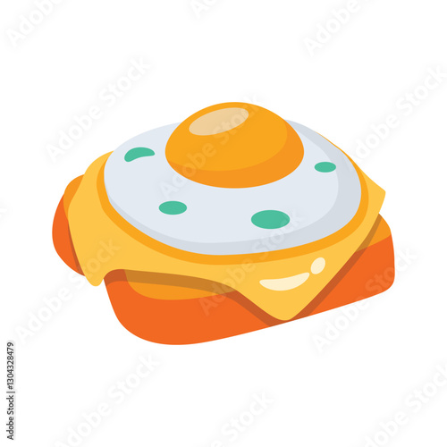 Easy to use icon of egg toast in 3d style