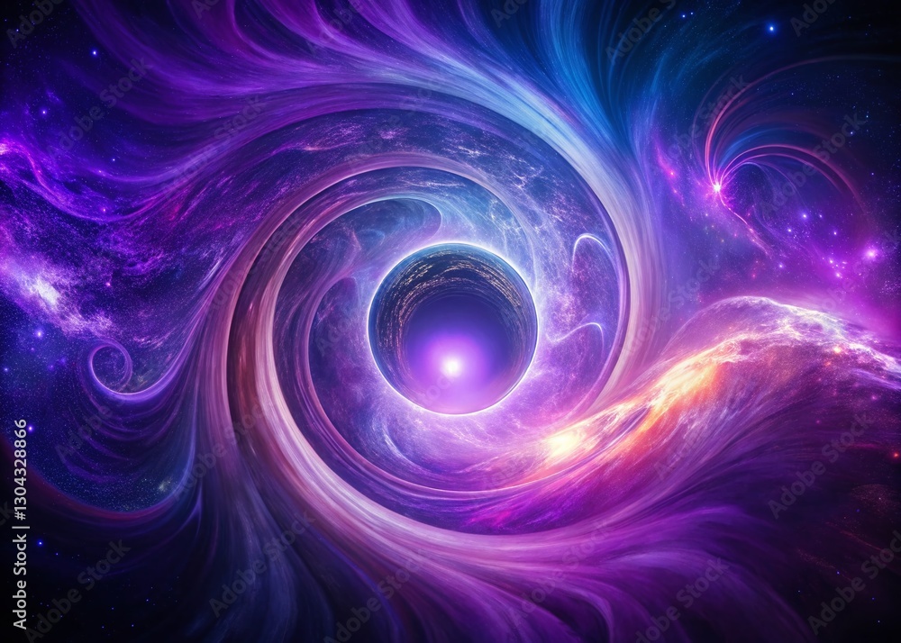 Abstract Purple Swirl Background with Copy Space for Text or Logo - Glowing Circle Design