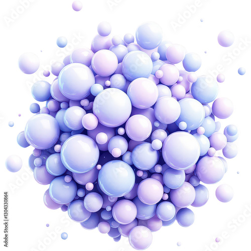 Wallpaper Mural A 3D rendered image of a cluster of soft, spherical shapes in shades of purple and light blue, arranged in an abstract, floating composition, evoking a sense of lightness and fluidity. Torontodigital.ca