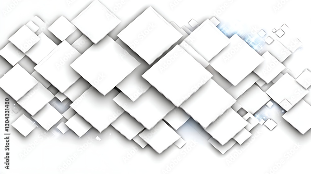 Obraz premium Abstract White Square Pattern Background Modern Geometric Design Overlapping Cubes 3D Technology