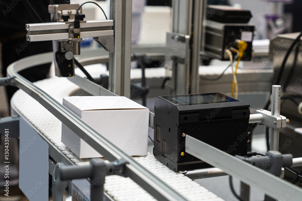 Machine for labeling barcodes on boxes Machine for labeling barcodes on boxes