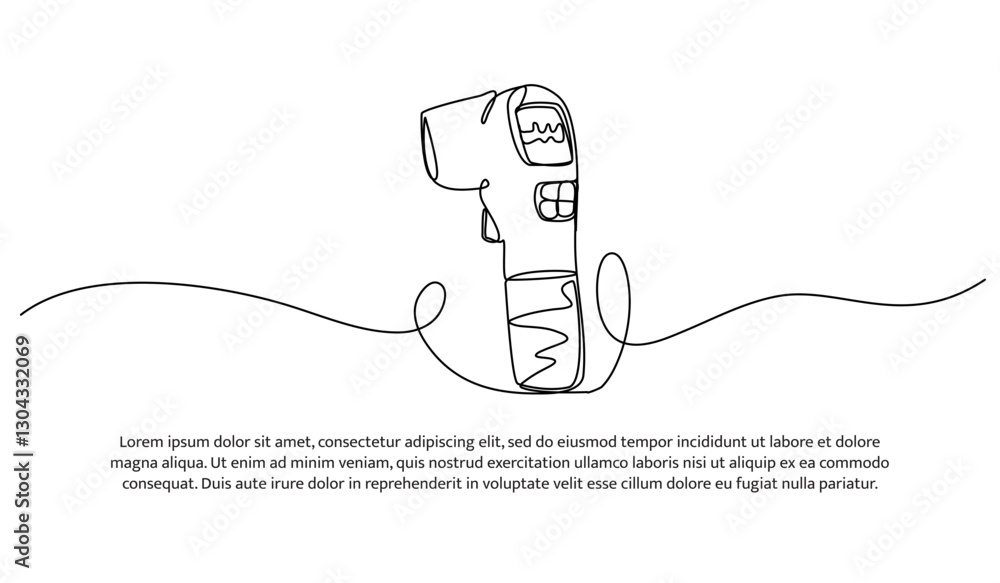 Continuous one line design of a handheld tool. Minimalist style vector illustration on white background. Continuous one line design of a handheld tool. Minimalist style vector illustration on white background.