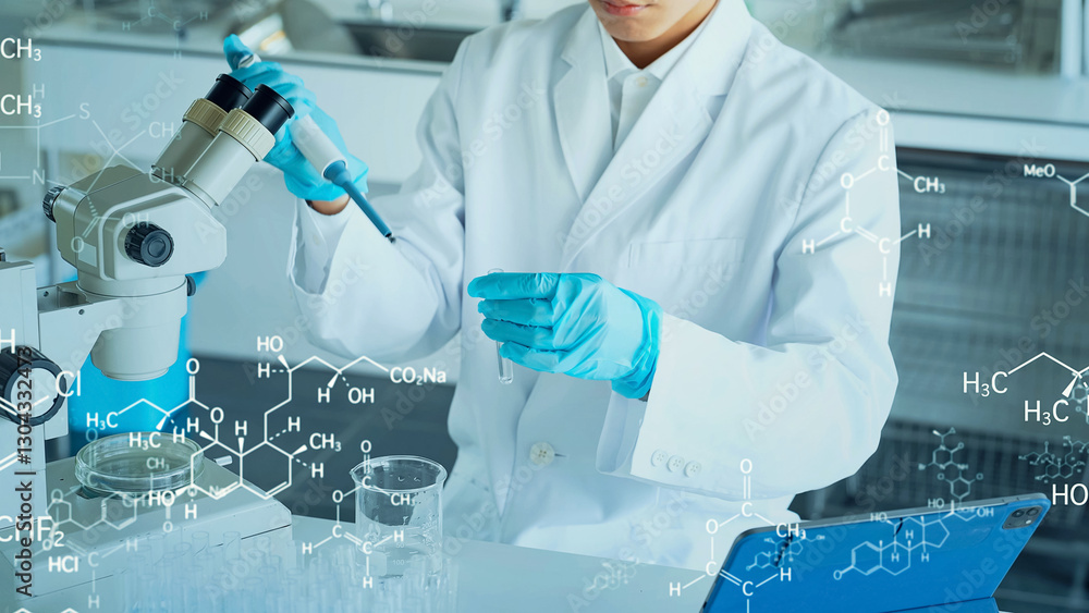 Fototapeta premium Researcher conducting an experiment and science and technology concept