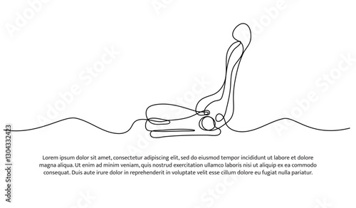Continuous one line design of a car seat. Minimalist style vector illustration on white background.