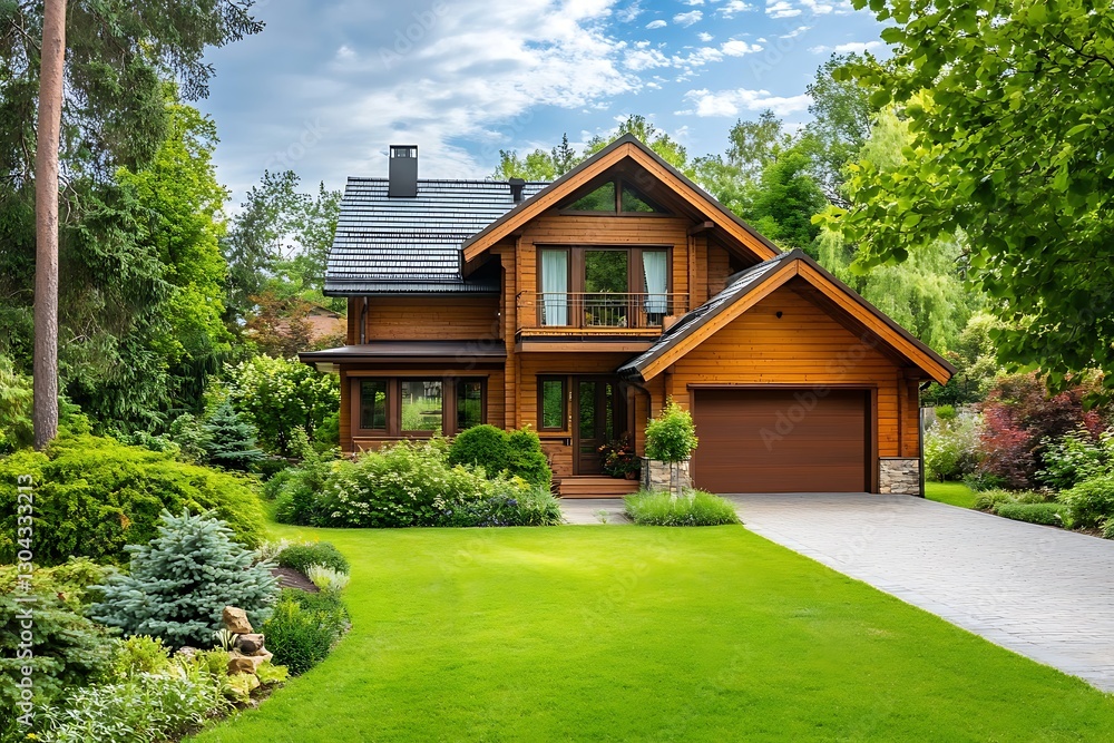Luxurious Wooden House with Landscaped Garden Luxurious Wooden House with Landscaped Garden