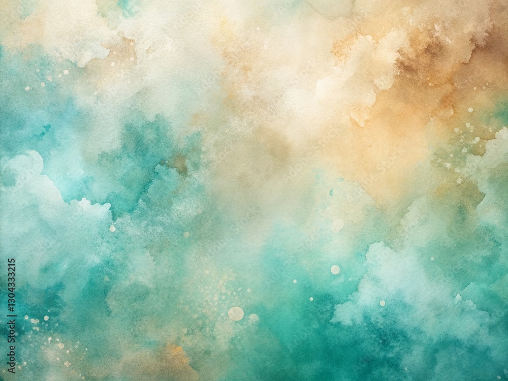 Obraz premium Abstract Teal Beige Watercolor Background Texture for Design Projects