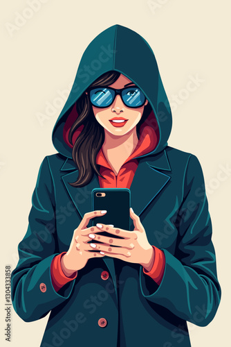 Hacker Stealing Personal Data and Passwords from Mobile Device