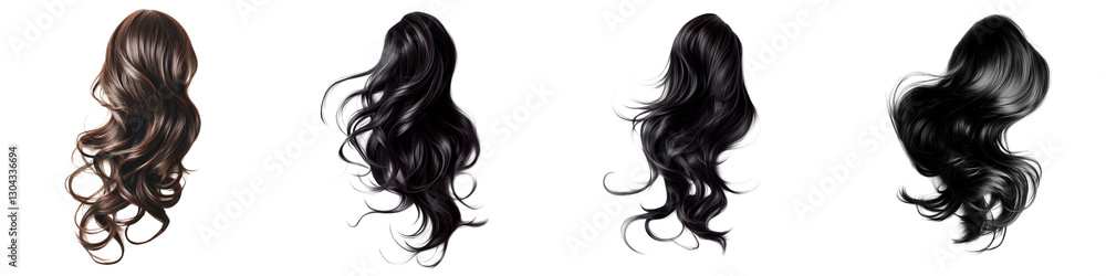set of Curly hair swaying in the wind, loose hair floating in the wind, curly hair, loose curly hair flying in the wind, loose hair dancing with the wind, on a transparent backgrounds set of Curly hair swaying in the wind, loose hair floating in the wind, curly hair, loose curly hair flying in the wind, loose hair dancing with the wind, on a transparent backgrounds