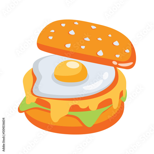 An editable 3d style icon of egg burger