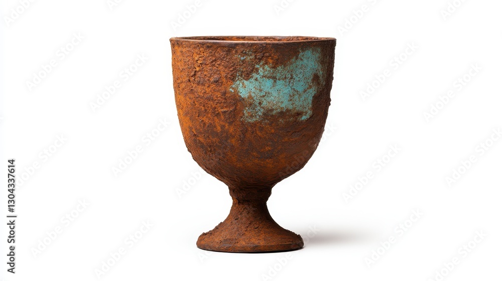 A weathered, rusty cup that suggests tales from the past, evoking feelings of nostalgia and a connection to history and craftsmanship in its unique design and appearance. A weathered, rusty cup that suggests tales from the past, evoking feelings of nostalgia and a connection to history and craftsmanship in its unique design and appearance.