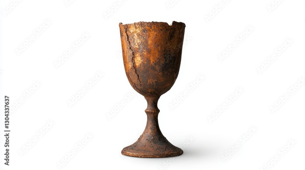 This image features a beautifully worn chalice, showcasing its eroded texture and rich history, embodying the passage of time and the stories held within its design. This image features a beautifully worn chalice, showcasing its eroded texture and rich history, embodying the passage of time and the stories held within its design.
