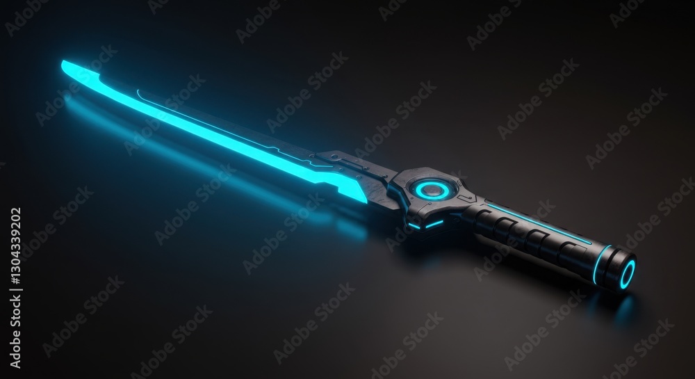 Sleek Futuristic Energy Sword with Glowing Neon Blue Blade Sleek Futuristic Energy Sword with Glowing Neon Blue Blade