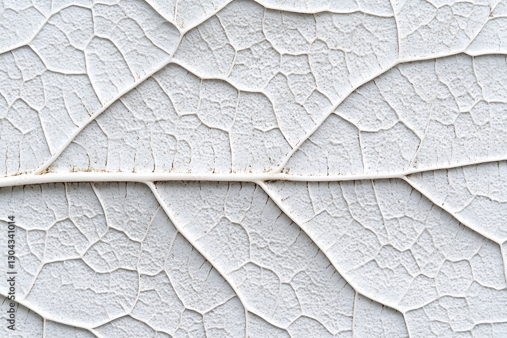 Fototapeta premium Close-up of a White Leaf's Veined Texture