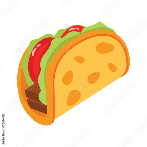 An editable 3d icon of taco tortilla wrap